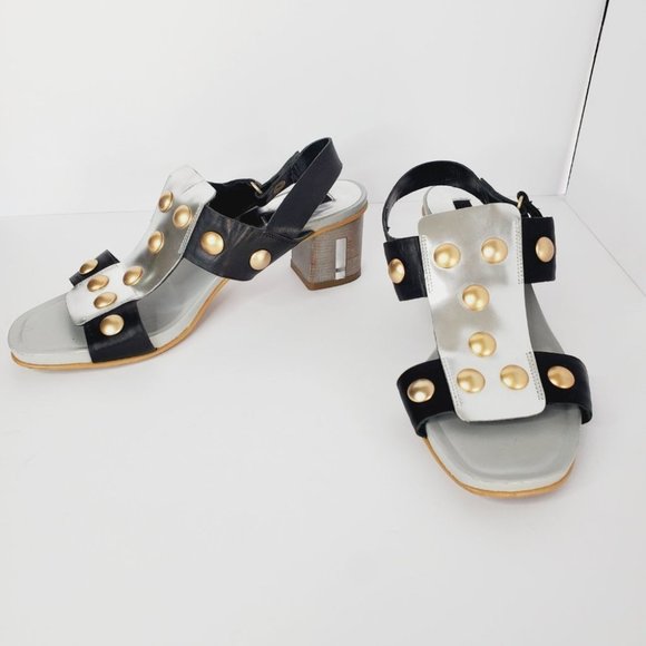 ZINDA SPAIN Metallic Chunky Y2K Studded Heeled Sandals - Picture 2 of 10